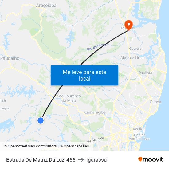 Estrada De Matriz Da Luz, 466 to Igarassu map