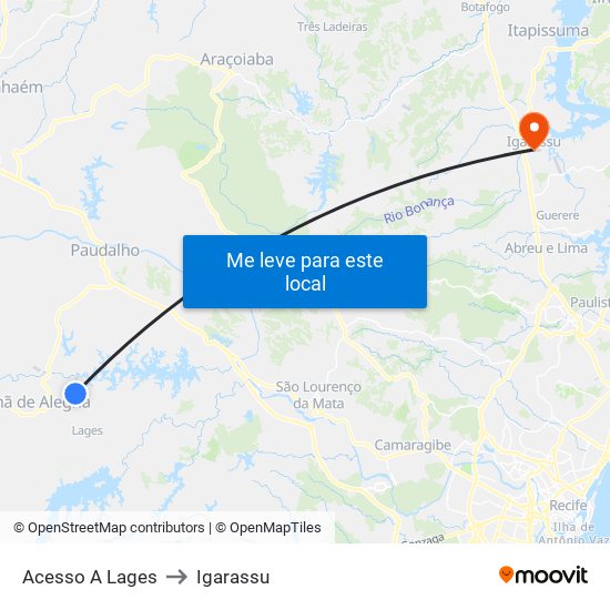 Acesso A Lages to Igarassu map