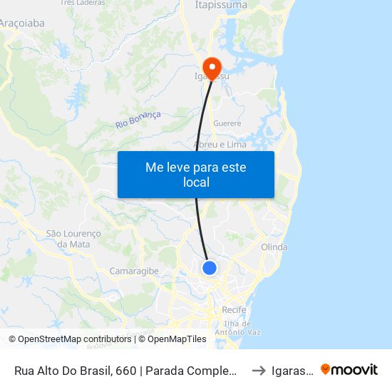 Rua Alto Do Brasil, 660 | Parada Complementar to Igarassu map