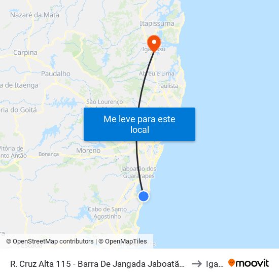 R. Cruz Alta 115 - Barra De Jangada Jaboatão Dos Guararapes - Pe 54470-270 Brasil to Igarassu map