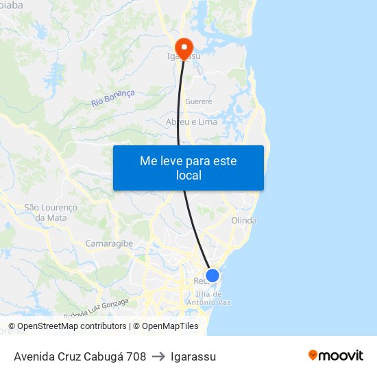 Avenida Cruz Cabugá 708 to Igarassu map