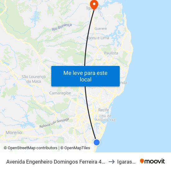 Avenida Engenheiro Domingos Ferreira 462 to Igarassu map