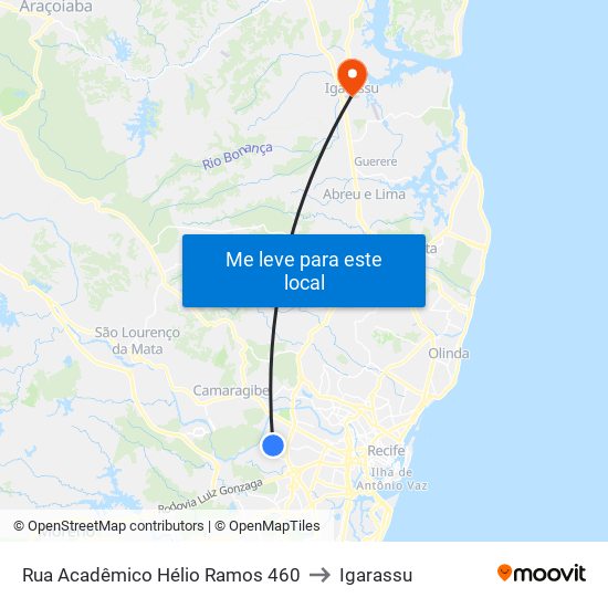 Rua Acadêmico Hélio Ramos 460 to Igarassu map