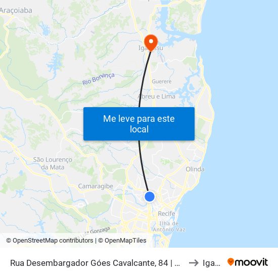 Rua Desembargador Góes Cavalcante, 84 | Hospital Agamenon Magalhães to Igarassu map