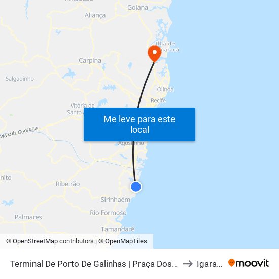 Terminal De Porto De Galinhas | Praça Dos Bombeiros to Igarassu map
