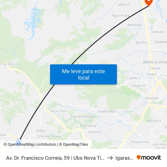 Av. Dr. Francisco Correia, 59 | Ubs Nova Tiúma to Igarassu map