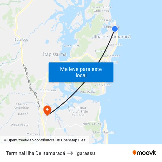 Terminal Ilha De Itamaracá to Igarassu map