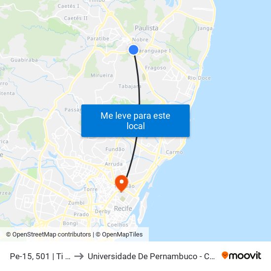 Pe-15, 501 | Ti Pelópidas to Universidade De Pernambuco - Campus Santo Amaro map