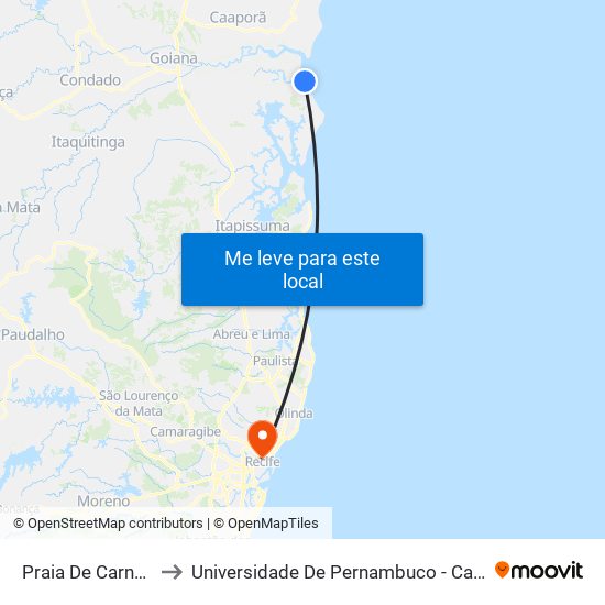 Praia De Carne-De-Vaca to Universidade De Pernambuco - Campus Santo Amaro map