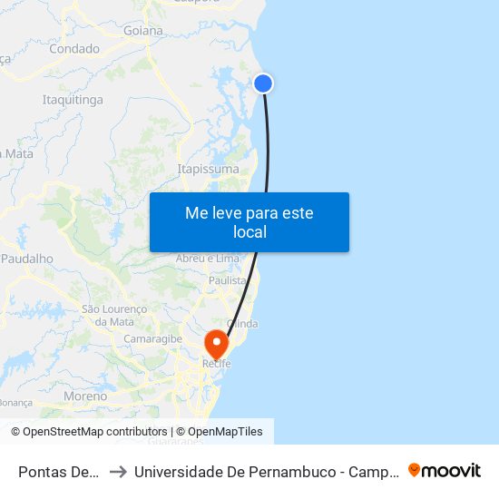 Pontas De Pedra to Universidade De Pernambuco - Campus Santo Amaro map