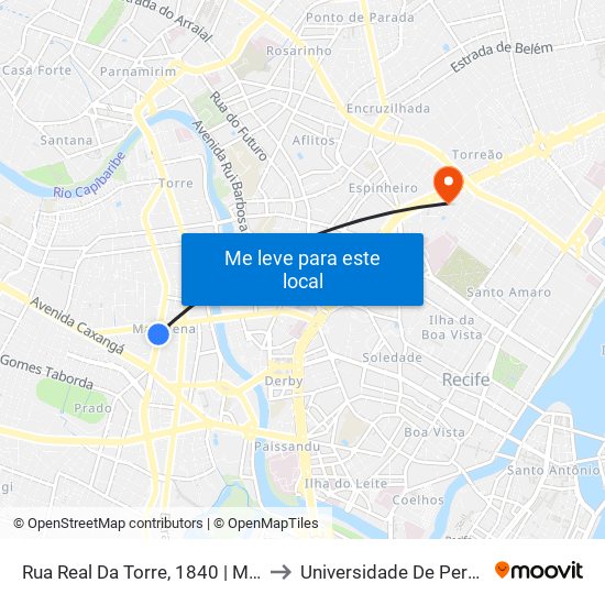Rua Real Da Torre, 1840 | Marcos Peças E Acessórios (Pista Central) to Universidade De Pernambuco - Campus Santo Amaro map