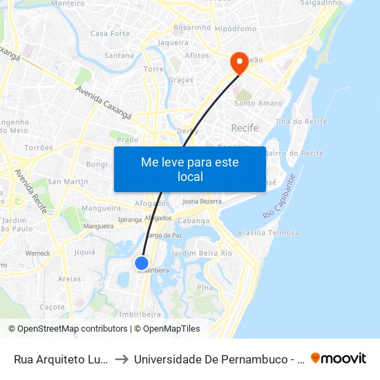 Rua Arquiteto Luiz Nunes, 751 to Universidade De Pernambuco - Campus Santo Amaro map