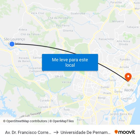 Av. Dr. Francisco Correia, 164 | Praça Do Canhão to Universidade De Pernambuco - Campus Santo Amaro map