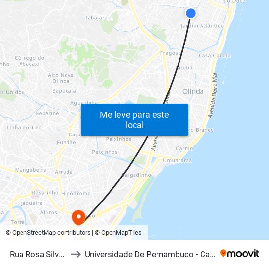 Rua Rosa Silvestre, 365 to Universidade De Pernambuco - Campus Santo Amaro map