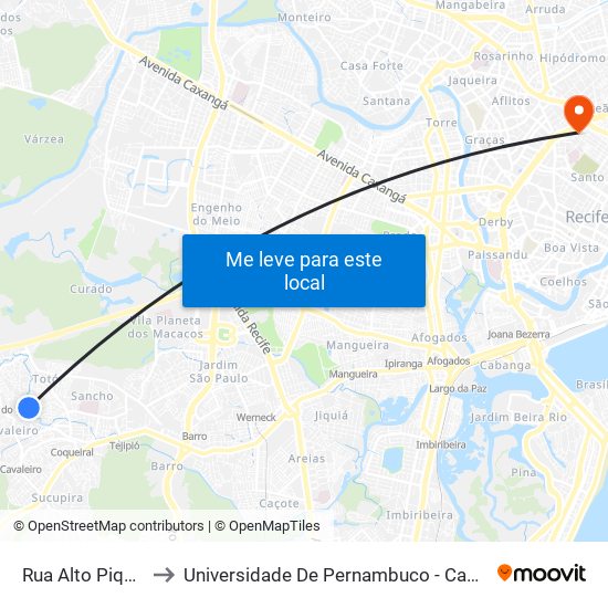 Rua Alto Piquiri, 118a to Universidade De Pernambuco - Campus Santo Amaro map