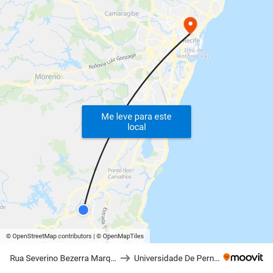Rua Severino Bezerra Marques, 95 | Terminal Mercadão - Pirapama to Universidade De Pernambuco - Campus Santo Amaro map