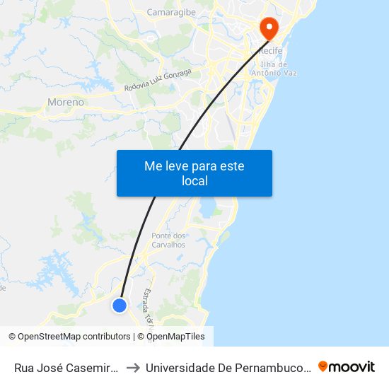 Rua José Casemiro Da Silva, 419b to Universidade De Pernambuco - Campus Santo Amaro map