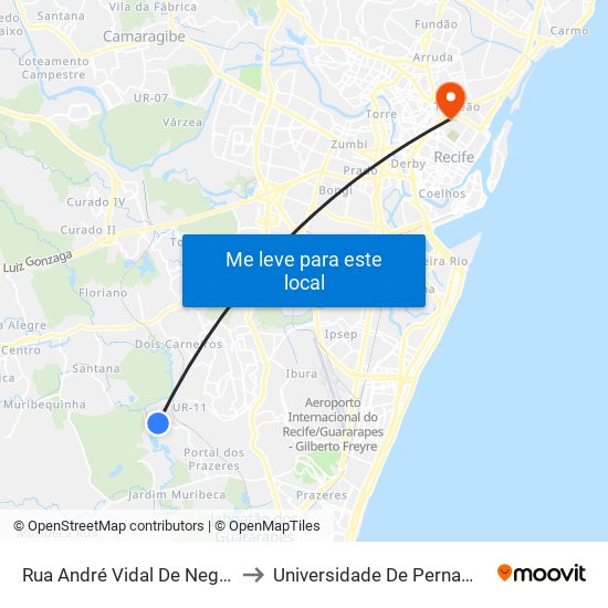 Rua André Vidal De Negreiros, 40 | Retorno Casinhas to Universidade De Pernambuco - Campus Santo Amaro map