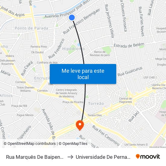 Rua Marquês De Baipendi, 144 | Parada Complementar to Universidade De Pernambuco - Campus Santo Amaro map