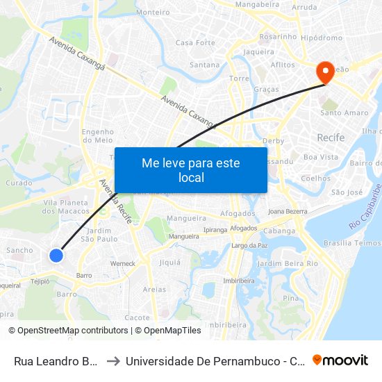 Rua Leandro Barreto 104f to Universidade De Pernambuco - Campus Santo Amaro map