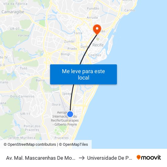 Av. Mal. Mascarenhas De Morais, 203 | Aeroporto Internacional Dos Guararapes to Universidade De Pernambuco - Campus Santo Amaro map