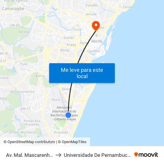 Av. Mal. Mascarenhas De Morais, S/N to Universidade De Pernambuco - Campus Santo Amaro map