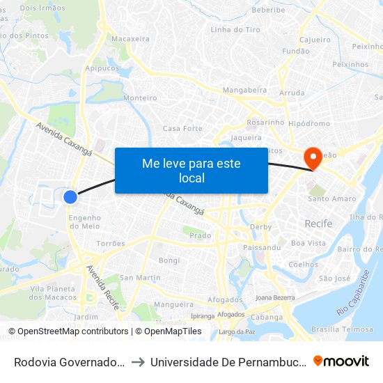 Rodovia Governador Mário Covas 824 to Universidade De Pernambuco - Campus Santo Amaro map