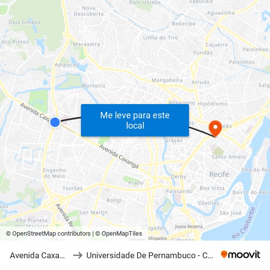 Avenida Caxangá 4251a to Universidade De Pernambuco - Campus Santo Amaro map