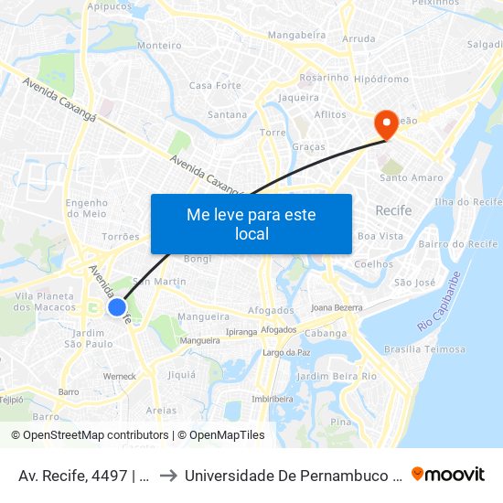 Av. Recife, 4497 | Justiça Federal to Universidade De Pernambuco - Campus Santo Amaro map