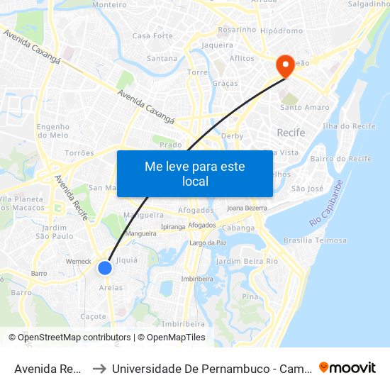 Avenida Recife 144 to Universidade De Pernambuco - Campus Santo Amaro map