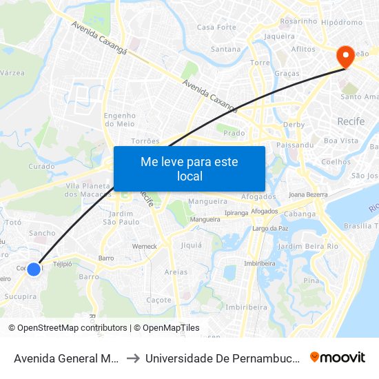 Avenida General Manoel Rabelo 743 to Universidade De Pernambuco - Campus Santo Amaro map