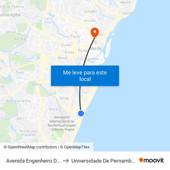 Avenida Engenheiro Domingos Ferreira 4420 to Universidade De Pernambuco - Campus Santo Amaro map