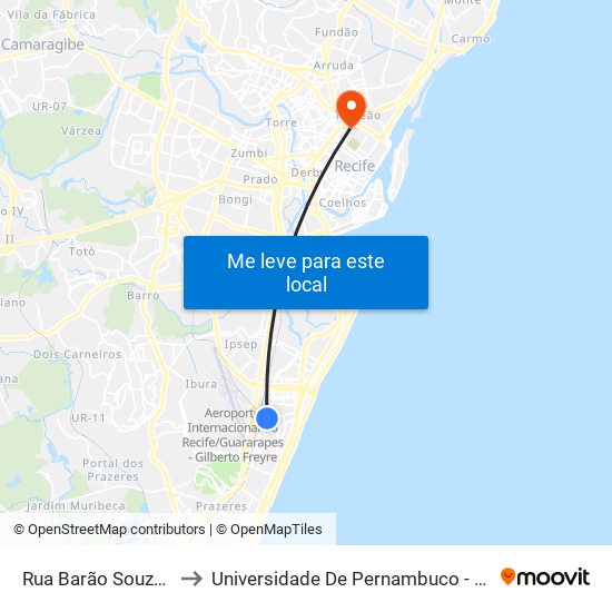 Rua Barão Souza Leão, 1295 to Universidade De Pernambuco - Campus Santo Amaro map