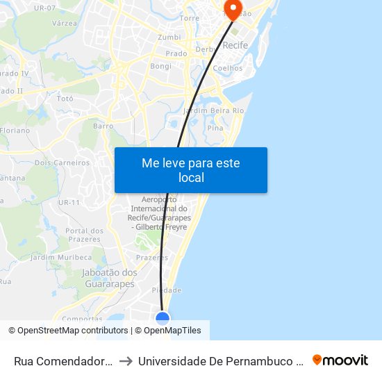 Rua Comendador Sá Barreto 94 to Universidade De Pernambuco - Campus Santo Amaro map