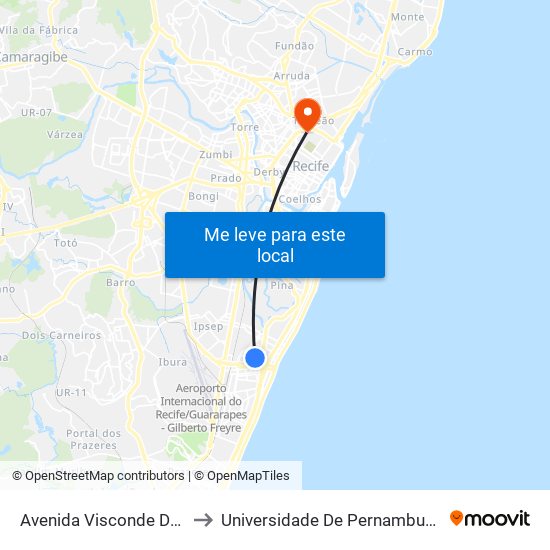 Avenida Visconde De Jequitinhonha 358 to Universidade De Pernambuco - Campus Santo Amaro map