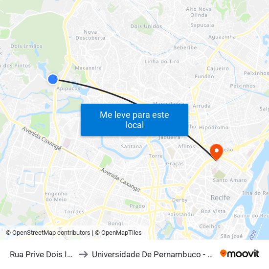 Rua Prive Dois Irmaos 1117 to Universidade De Pernambuco - Campus Santo Amaro map