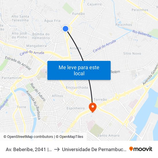 Av. Beberibe, 2041 | Farmácia Popular to Universidade De Pernambuco - Campus Santo Amaro map