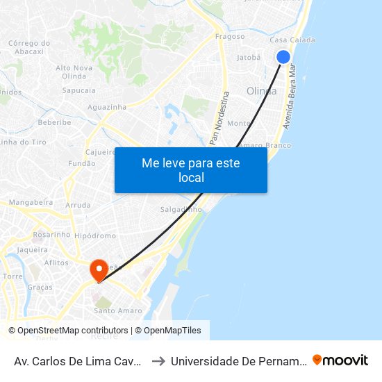 Av. Carlos De Lima Cavalcante, 850 | Praça Da Bíblia to Universidade De Pernambuco - Campus Santo Amaro map