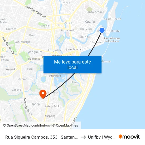 Rua Siqueira Campos, 353 | Santander to Unifbv | Wyden map