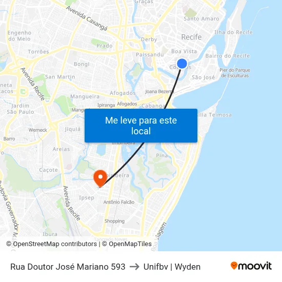 Rua Doutor José Mariano 593 to Unifbv | Wyden map