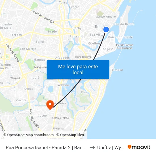 Rua Princesa Isabel - Parada 2 | Bar Canela to Unifbv | Wyden map