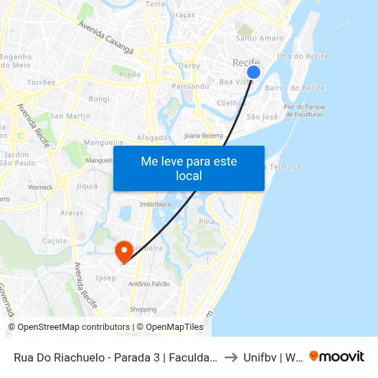 Rua Do Riachuelo - Parada 3 | Faculdade De Direito to Unifbv | Wyden map