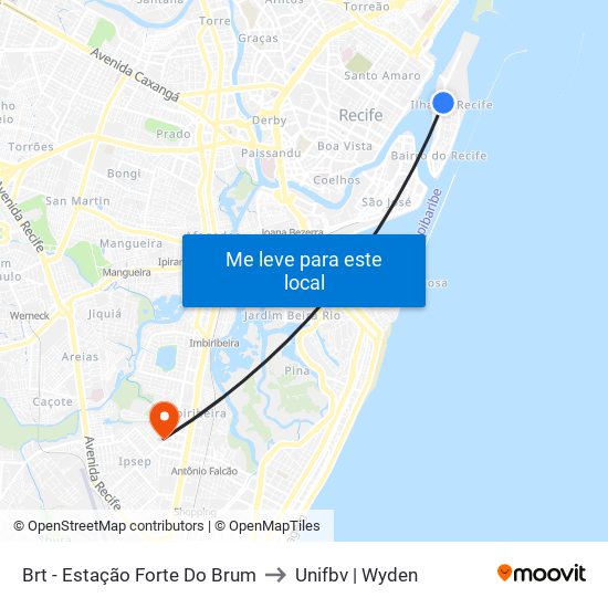 Brt -  Estação Forte Do Brum to Unifbv | Wyden map