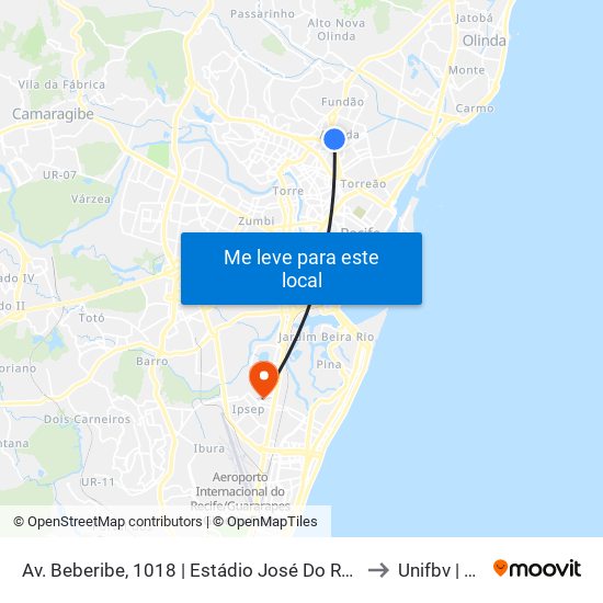 Av. Beberibe, 1018 | Estádio José Do Rego Maciel (Oeste) to Unifbv | Wyden map