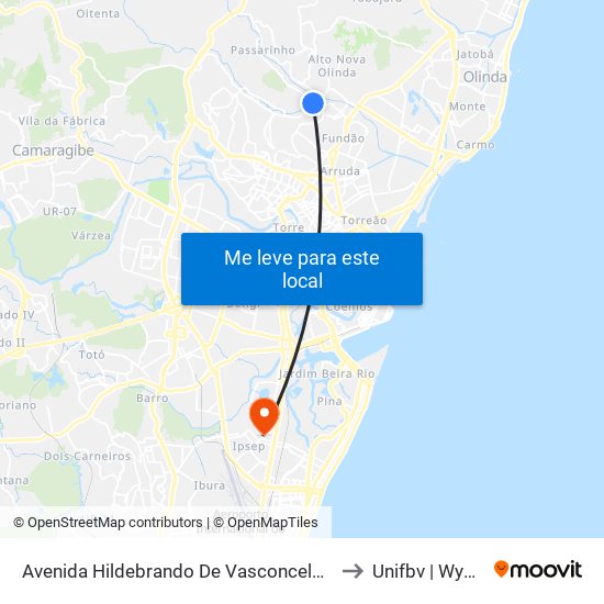 Avenida Hildebrando De Vasconcelos 33 to Unifbv | Wyden map