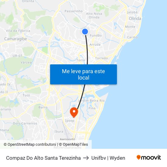 Compaz Do Alto Santa Terezinha to Unifbv | Wyden map