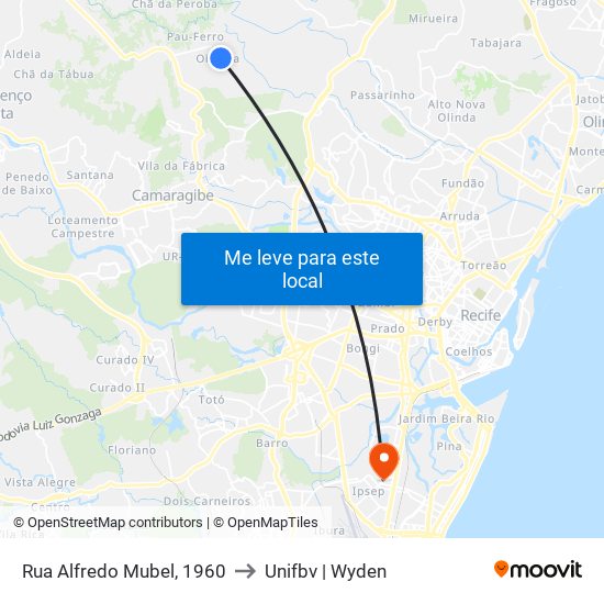 Rua Alfredo Mubel, 1960 to Unifbv | Wyden map