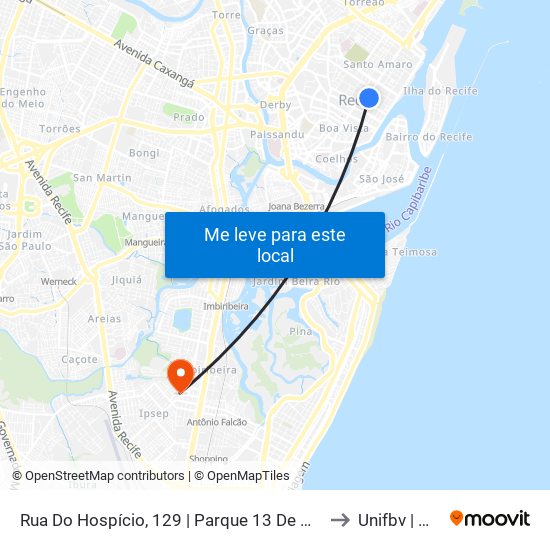 Rua Do Hospício, 129 | Parque 13 De Maio (Parada 2) to Unifbv | Wyden map