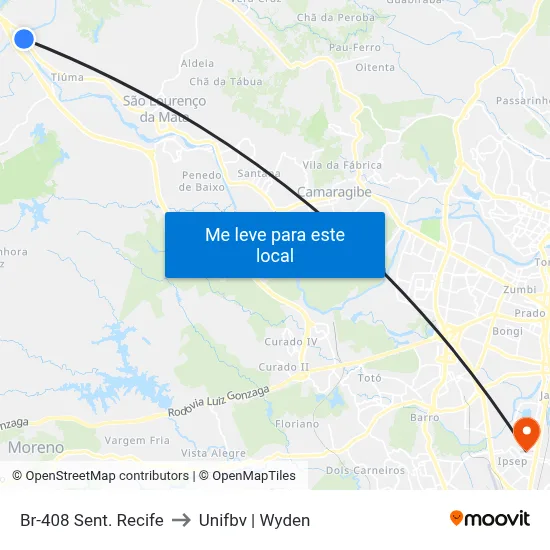 Br-408 Sent. Recife to Unifbv | Wyden map