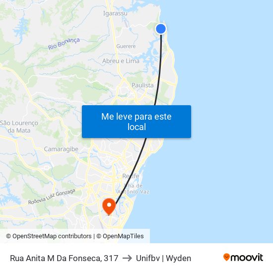 Rua Anita M Da Fonseca, 317 to Unifbv | Wyden map